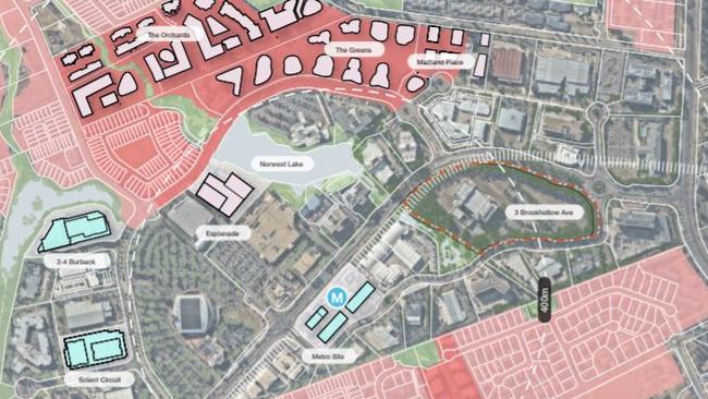 A sketch of the school’s location and surrounding developments