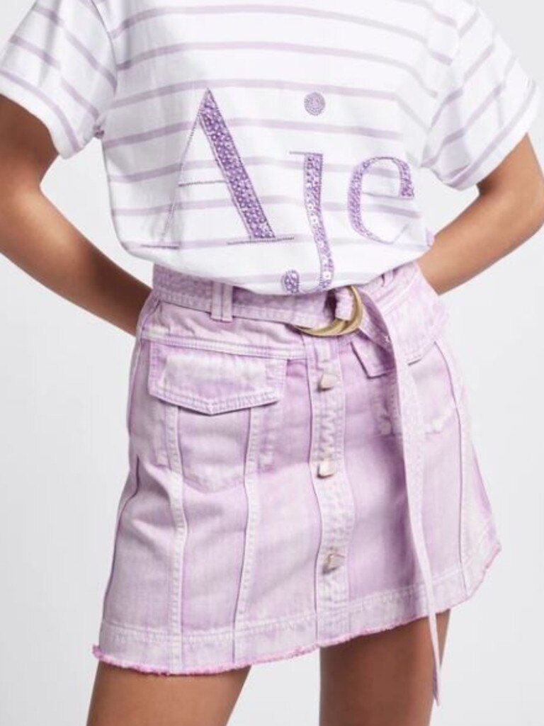 Aje Arlow denim mini skirt. Picture: Aje