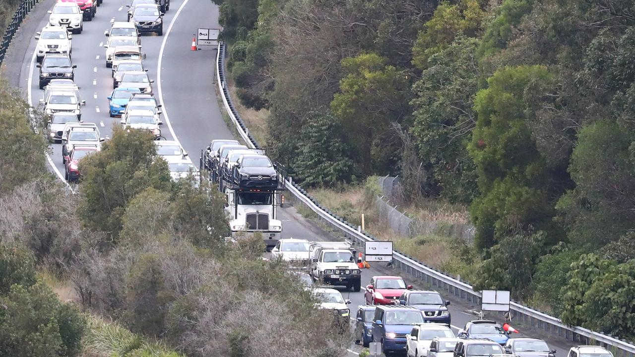 Traffic at the border crossing from NSW into Queensland. File picture: Jason O'Brien