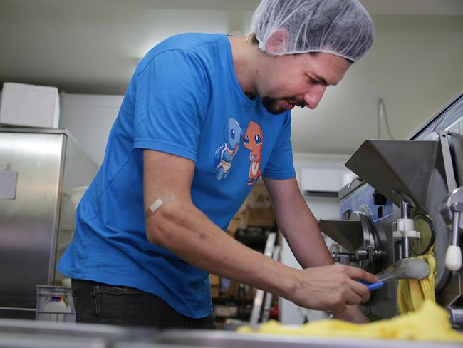 Danny Sebes from Bellingen Gelato in Rozelle makes the gelato from scratch.