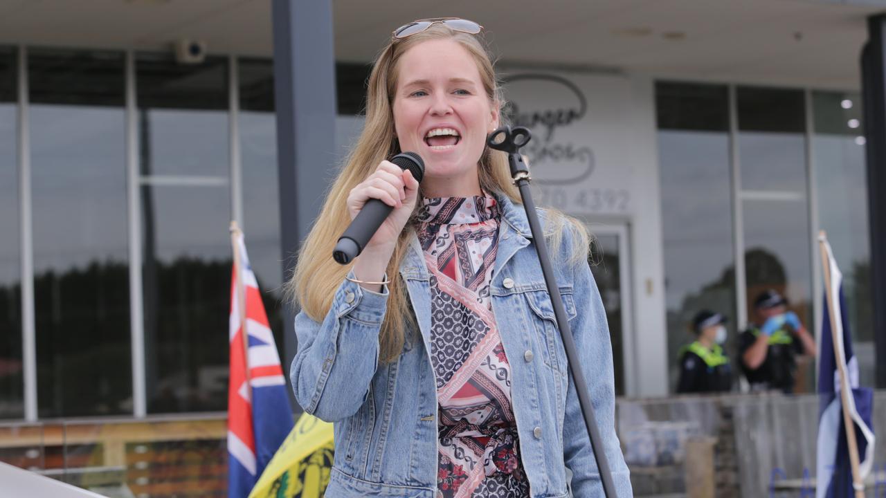 MELBOURNE, AUSTRALIA - NewsWire Photos February 27th, 2021: Anti Vaxxer protest outside Greg Hunts electoral office in Somerville. Monica SmitPicture: NCA NewsWire / Wayne Taylor