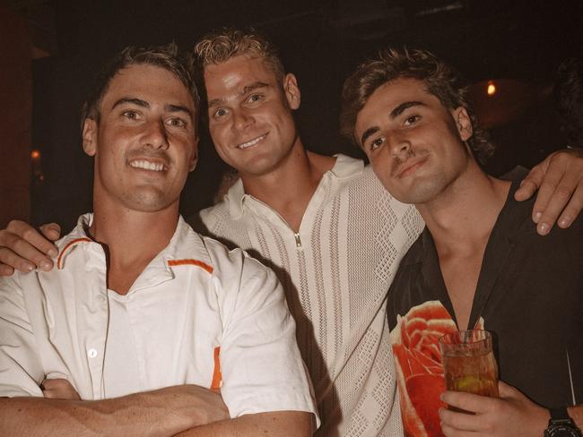 Zac Nunns (centre) from Love Island Australia partying with friends at Electric Cocktail Bar. Maxy McKee/Facebook.