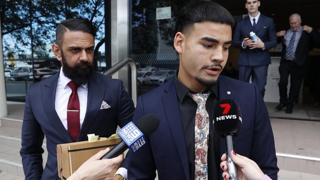 Penrith Panthers player Taylan May leaves Maroochydore magistrates court after sentencing for assault. Picture Lachie Millard.