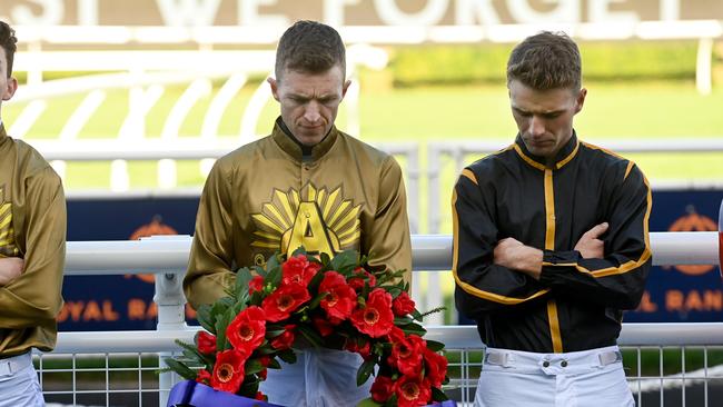 Josh Parr represented the Sydney jockeys when laying a wreath in honour of the Anzacs.