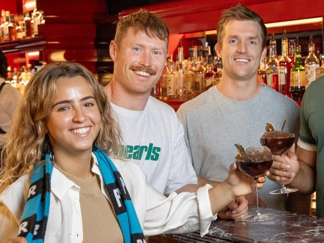 Layan Saadeh, Mason Ellis, PJ van Gyen and Bek Simpson in Adelaide, ahead of the AFL's new Gather Round event. Pics: James Elsby