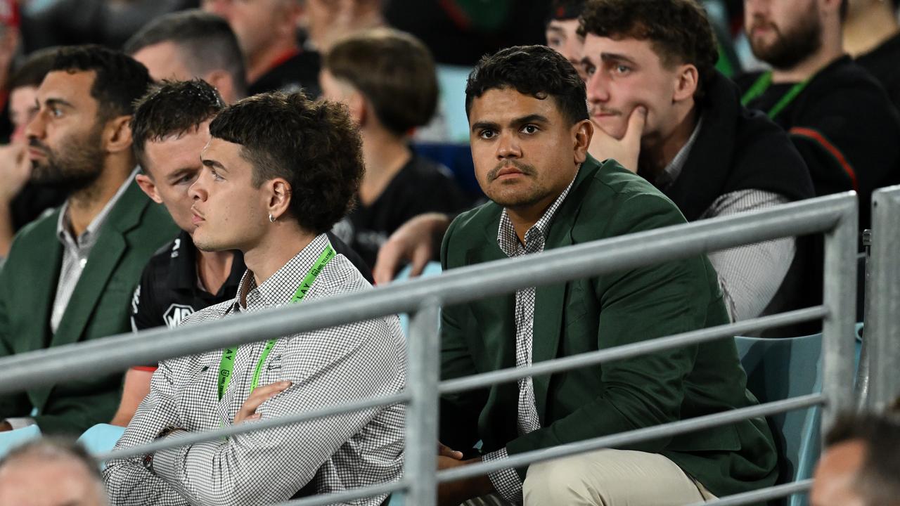 Latrell Mitchell watches from the stands last weekend. Picture: NRL Photos