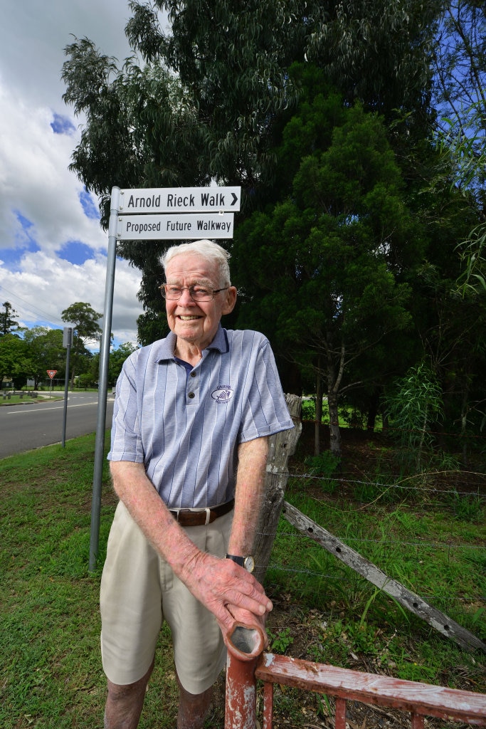 Arnold Rieck has just had a walk in Rosewood named after him. Picture: David Nielsen