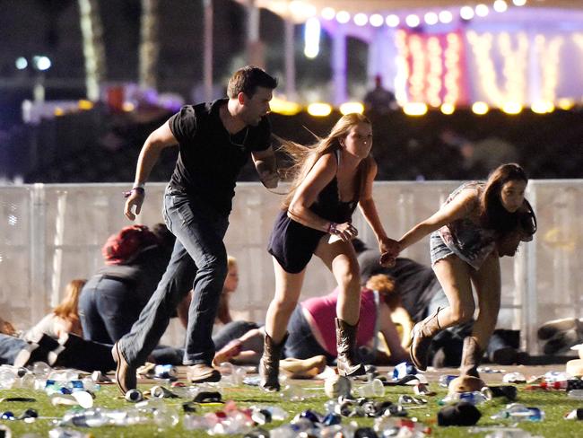 People run from a shooter at a Las Vegas country music festival. Picture: Getty