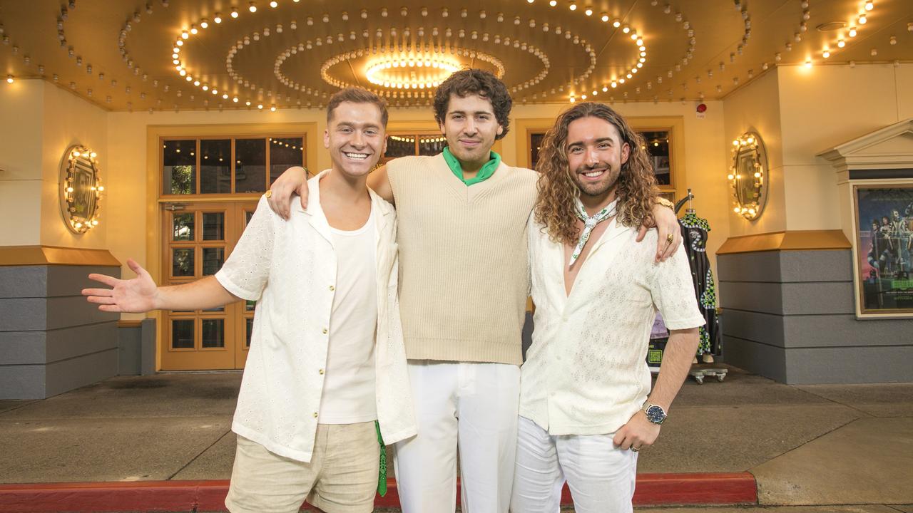 Aydan Calafiore, Benny Gregs and Mark Abnett on the Green Carpet for the Queensland Premiere of Ã&#146;BeetlejuiceÃ&#147; at Warner Brothers Movie World on the Gold Coast. Picture: Glenn Campbell