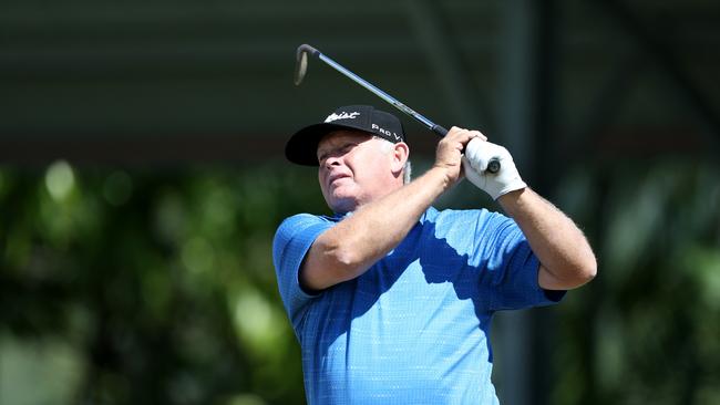 Australian golfing legend Peter Senior, a winner of over 30 professional events worldwide on course at the Cairns Golf Club. PICTURE: STEWART MCLEAN