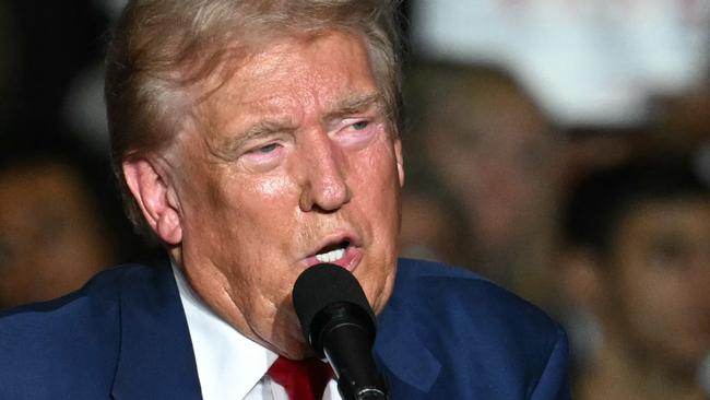 Former US President and Republican presidential candidate Donald Trump speaks during a campaign rally at the Expo World Market Center in Las Vegas, Nevada, on September 13, 2024. (Photo by Patrick T. Fallon / AFP)