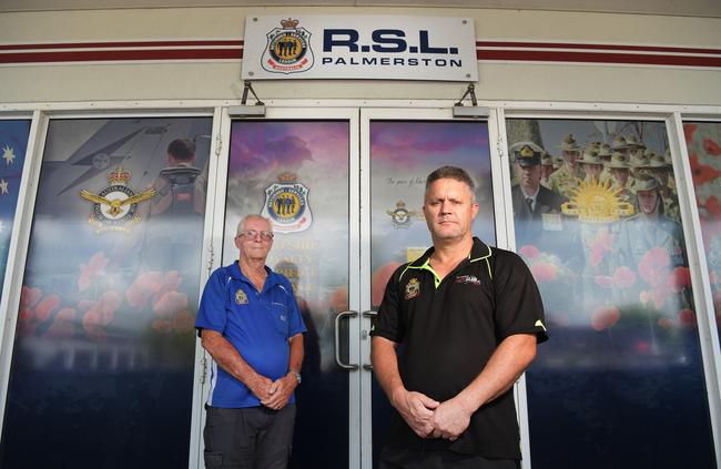 RSL Palmerston Sub-Branch president Bill Simpkins and treasurer Clayton Richards are happy to have found a new home at the Palmerston Golf and Country Club. Picture: Keri Megelus