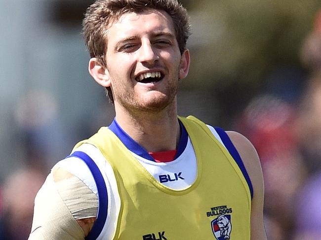 Fletchers Roberts is seen at the Western Bulldogs final training session at the Whitten Oval in Melbourne, Thursday, Sept. 29, 2016. (AAP Image/Julian Smith) NO ARCHIVING