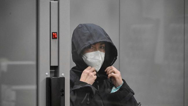 Alsu Kurmasheva, a Russian-American journalist for Radio Free Europe/Radio Liberty who was arrested on charges of failing to register as a foreign agent, attends a hearing to consider her pre-trial detention at the Sovetski court in Kazan in October. Alexander Nemenov / AFP