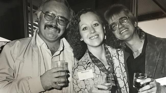 Steve Menzies, Carmel Sears and Paul Urban pose while having a drink. PICTURE: Carmel Sears