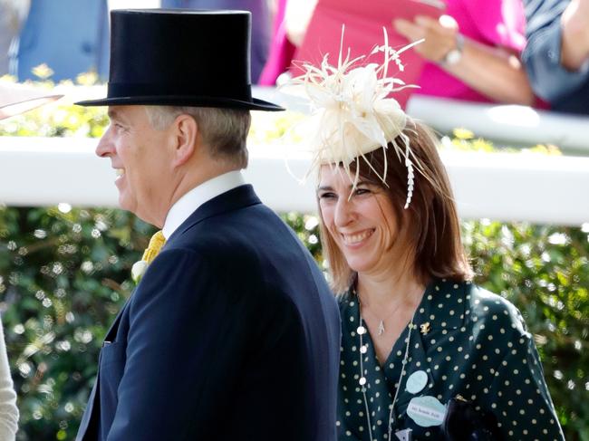 ASCOT, UNITED KINGDOM - JUNE 22: (EMBARGOED FOR PUBLICATION IN UK NEWSPAPERS UNTIL 24 HOURS AFTER CREATE DATE AND TIME) Prince Andrew, Duke of York, accompanied by his Private Secretary Amanda Thirsk, attends day 4 of Royal Ascot at Ascot Racecourse on June 22, 2018 in Ascot, England. (Photo by Max Mumby/Indigo/Getty Images)