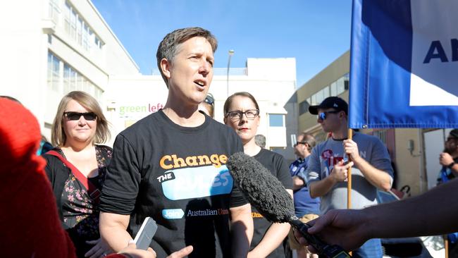 ACTU secretary Sally McManus takes her 'Change the Rules' campaign on the road during the lead-up to the May federal election. Picture: Patrick Gee