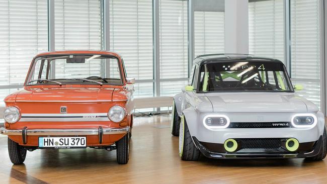 The NSU Prinz as it looked originally (left) and after its transformation (right) at the hands of creative Audi apprentices