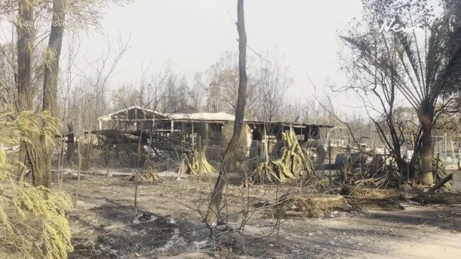 Footage from the town of Tara as several fires burn