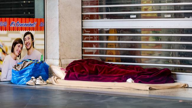 Another homeless in Adelaide. Picture: Russell Millard