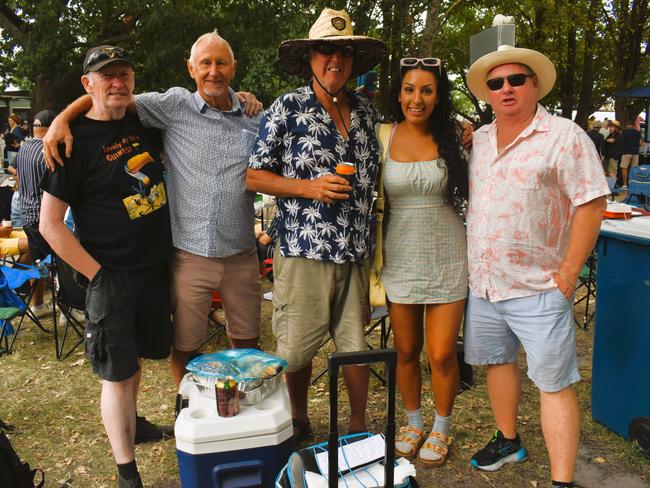 Hugh MaGuire, Colin MaGuire, Chris Reynolds, Surina Jogi and Brian Luxford at the Alex Scott &amp; Staff Woolamai Cup on Saturday, February 8, 2025. Picture: Jack Colantuono