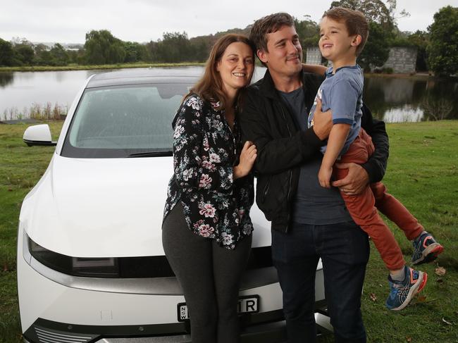 Lauren and Nicholas Green, pictured with son Henry, 4, bought a Hyundai Ioniq 5. Picture: David Swift