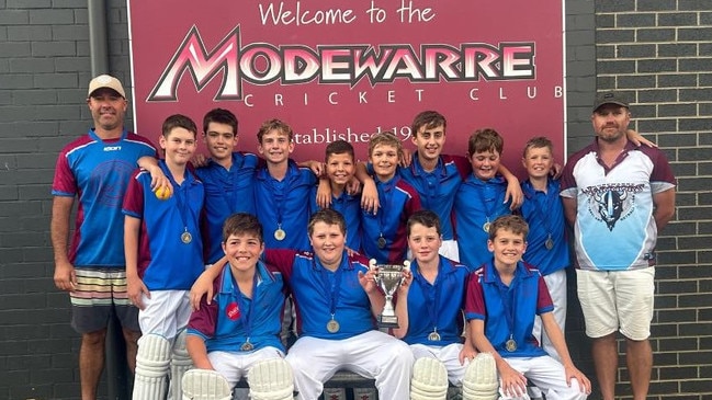 Modewarre win the Geelong U13 boys (Dew) Friday division 4 grand final. Picture: Modewarre CC