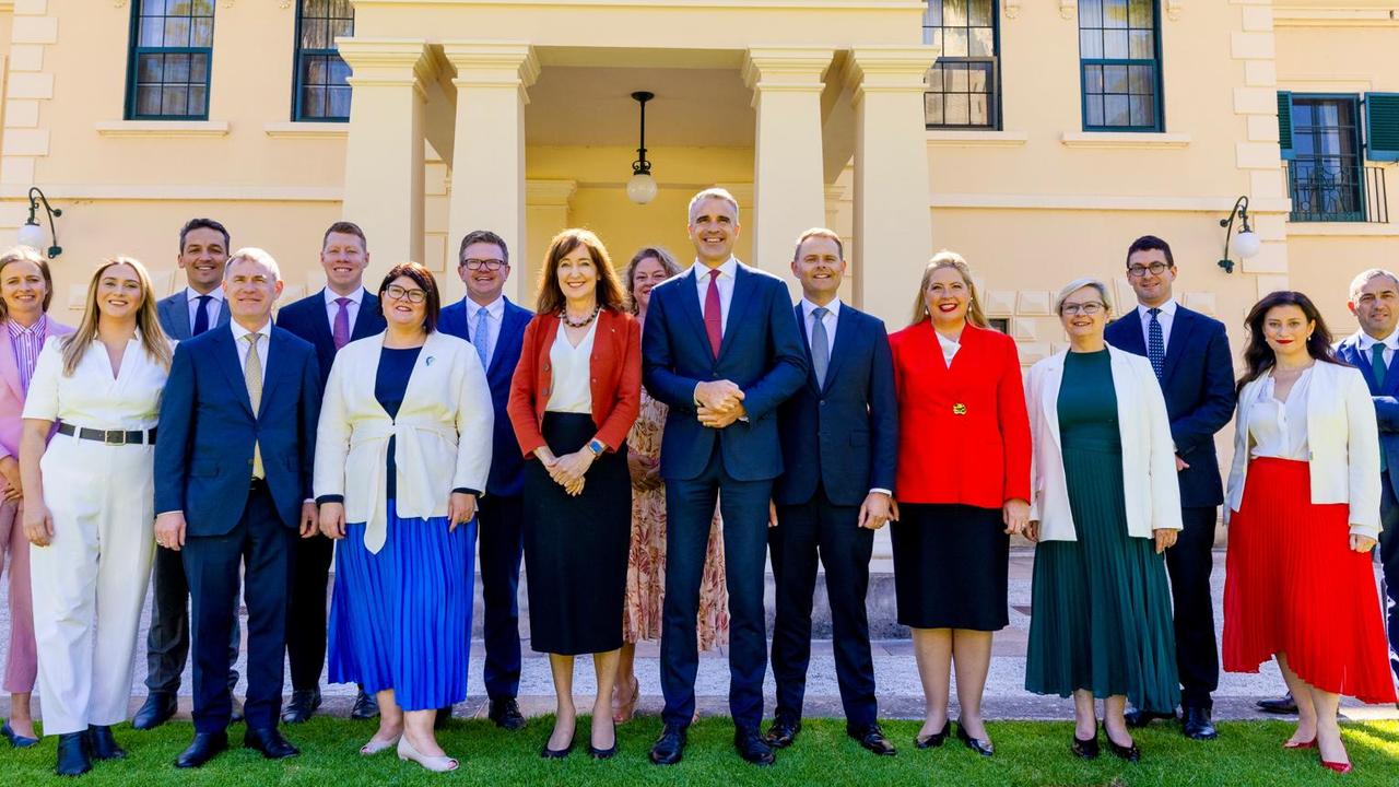 Peter Malinauskas and members of his Cabinet and outer Ministry at a swearing in ceremony at Government House on April 15, 2024. Picture: supplied