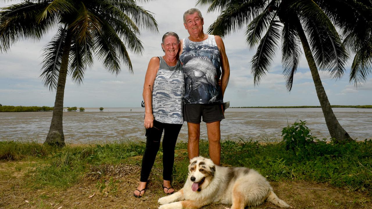 Cungulla residents Peta and Gerry Hayden, with Chester, plan to ride out the cyclone at their home. Picture: Evan Morgan