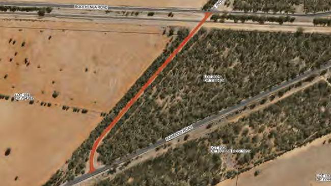 A council graphic shows the red section of Old Mendooran Rd to be closed. Picture: Dubbo Regional Council