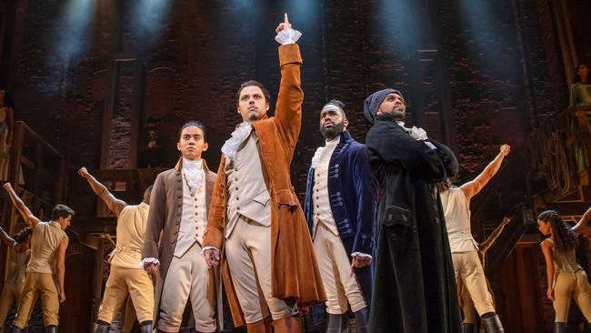 The Sydney cast perform in Hamilton at the Lyric Theatre. Picture: Daniel Boud