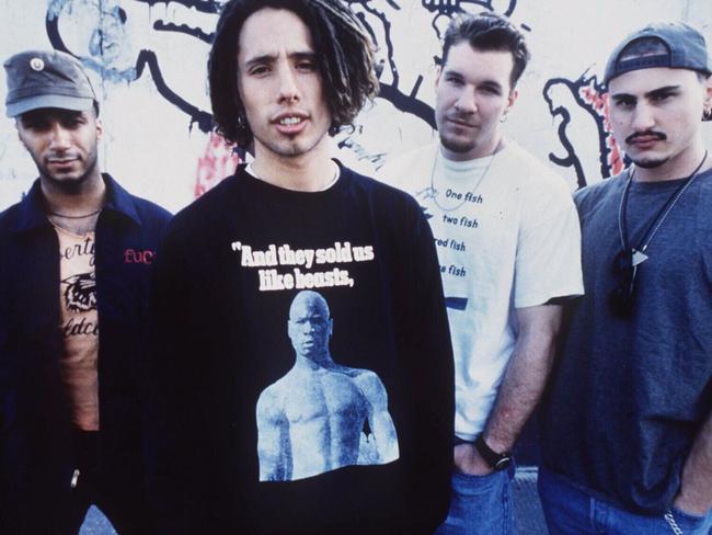 PIRATE: Band Rage Against The Machine, members- Zach de la Rocha, Tommy C, Brad Wilk & Tom Morella. Band/Rage/Against/The/Machine