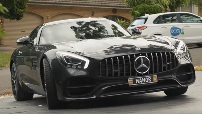 A Mercedes Benz used in a promotional video by Manor Real Estate in Sydney’s north west. Picture: Instagram