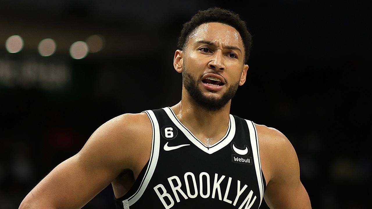 MILWAUKEE, WISCONSIN - OCTOBER 12: Ben Simmons #10 of the Brooklyn Nets reacts to an officials call during the first half of a preseason game against the Milwaukee Bucks at Fiserv Forum on October 12, 2022 in Milwaukee, Wisconsin. NOTE TO USER: User expressly acknowledges and agrees that, by downloading and or using this photograph, User is consenting to the terms and conditions of the Getty Images License Agreement. (Photo by Stacy Revere/Getty Images)