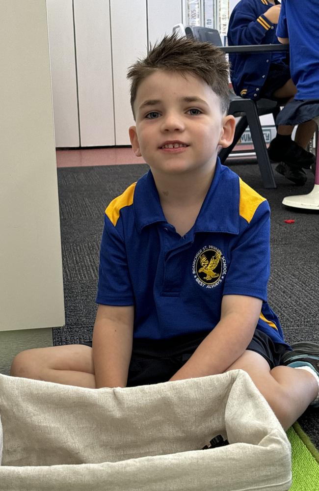 Harvey McMullan during his first week of prep at Bourchier St Primary School in Shepparton. Picture. Abby Walter