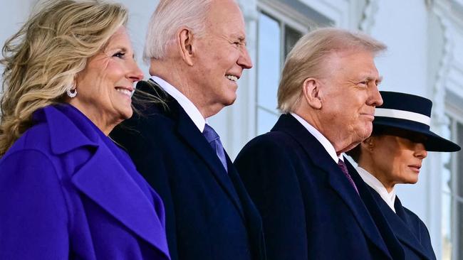 Joe Biden, Donald Trump and their spouses on the day of Mr Trump’s inauguration earlier this year. Picture: Jim Watson/AFP