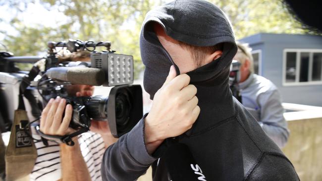 Brody Clark leaves Surry Hills Police Centre today on bail.  Picture: Justin Lloyd