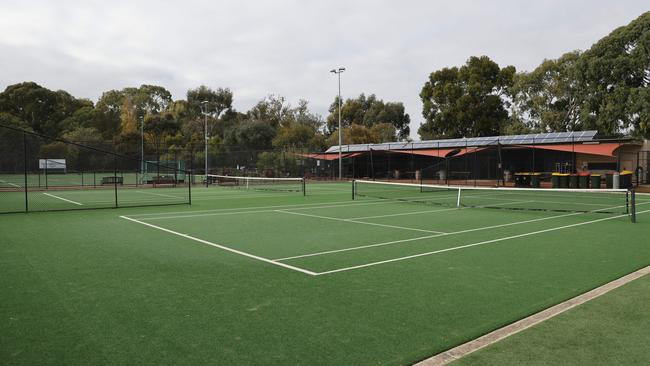 A fenced hockey and tennis compound in Park 20 off Greenhill Rd, with accompanying clubroom/pavilion, are among the leases in the Parklands. Picture: NCA NewsWire/David Mariuz