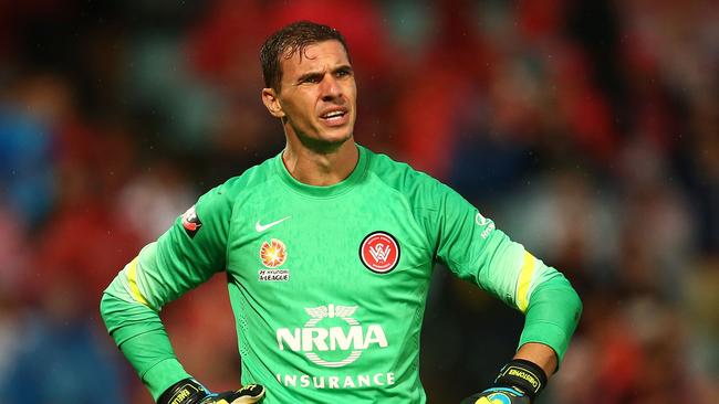 SYDNEY, AUSTRALIA - DECEMBER 03: Ante Covic of the Wanderers reacts after a penalty kick was awarded to the Roar during the round four A-League match between the Western Sydney Wanderers and Brisbane Roar at Pirtek Stadium on December 3, 2014 in Sydney, Australia. (Photo by Mark Nolan/Getty Images)