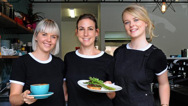 Neighbourhood Espresso was owned by Cleo Watterson (centre) and popular with families. Picture: John Gass