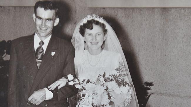 Copy of Sadie and Tom Brooks' original wedding photo from 1956.