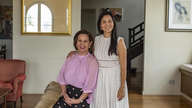 Mary Li with daughter Sophie. Picture: Mark Cranitch.