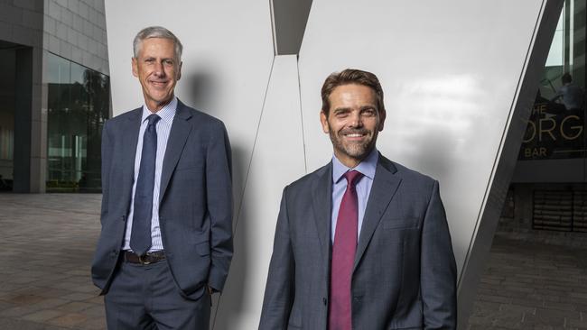 Morgans chairman Brian Sheahan and managing director John Clifford in Brisbane. Picture: Glenn Hunt/The Australian