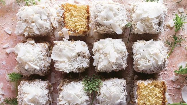 White chocolate and coconut cake squares.