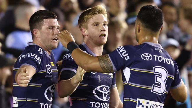 Tom Dearden, centre, as been superb for the Cowboys this season. Picture: Mark Metcalfe/Getty Images