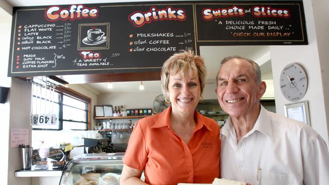 Christeen Harth and John Sattler at the Judicial Cafe in Davenport Street, Southport.