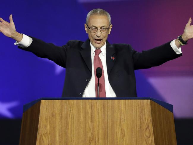 Clinton’s campaign chair John Podesta announces that her camp will not declare defeat. Picture: Patrick Semansky/AP