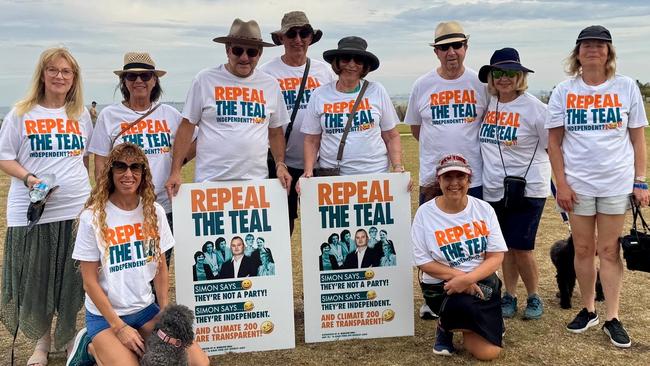 'Repeal the Teal' members campaigning in the Kooyong electorate. Picture: Supplied