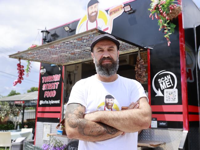 Turkish migrant Levent Artan, Owner of Kofte by Levent, is struggling to reach his friends in areast affected by the earthquakes in Turkey. Picture: Tim Hunter.