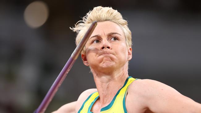 Kathryn Mitchell of Team Australia competes in the Women's Javelin final on day fourteen of the Tokyo Olympic Games. Picture: Cameron Spencer